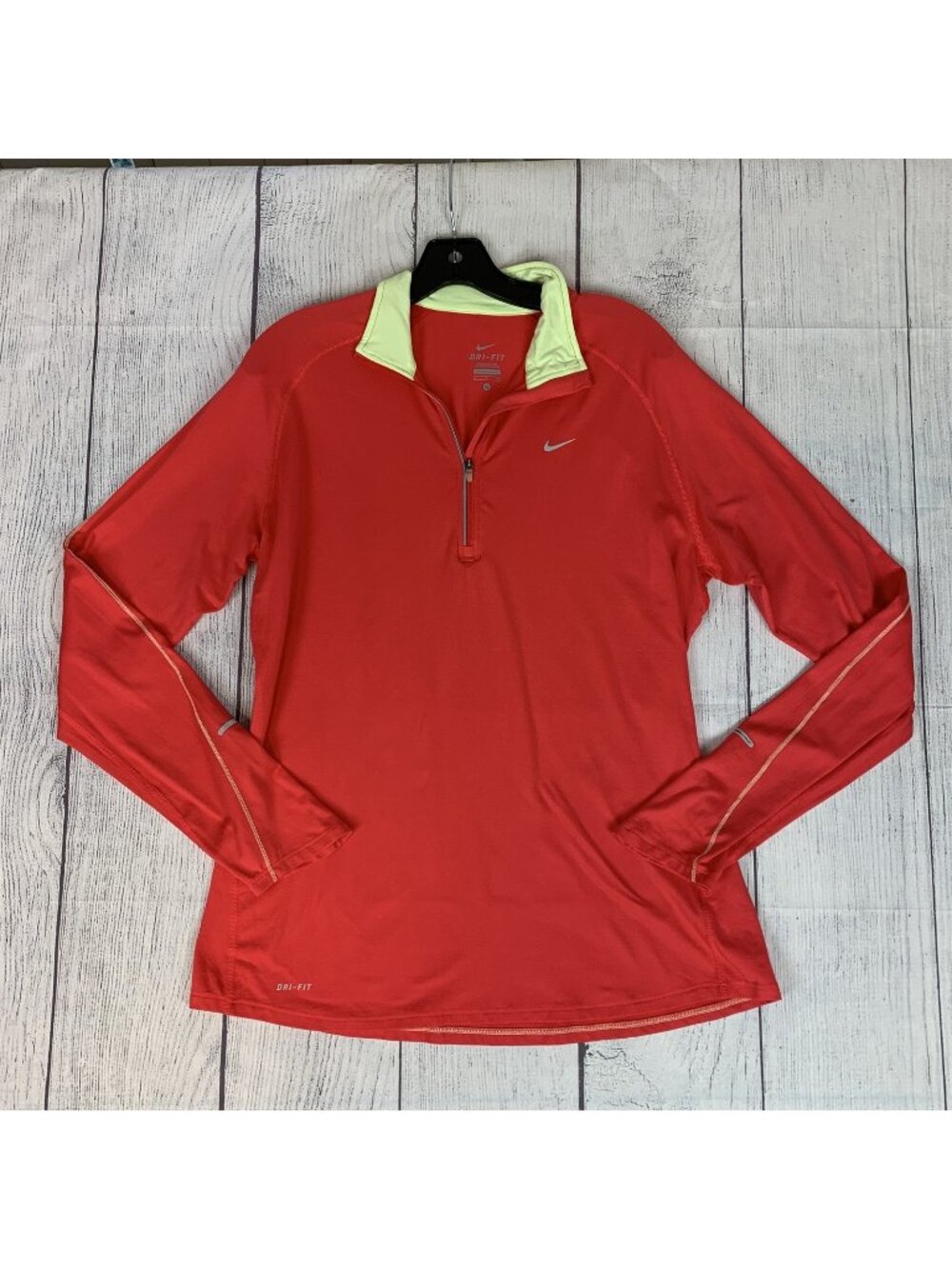 Nike Pullover Womens XL Red Long Sleeve 1/4 Zip Dri-FIT Running Top Athletic
